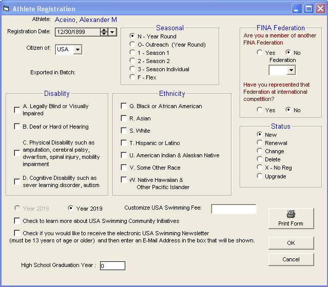 Athlete Registration