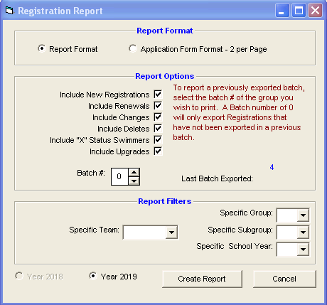 Registration Report